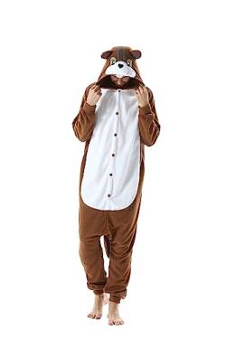 CuteOn Erwachsene Tier Jumpsuits Partei Pyjamas Dame Halloween Onesie Cartoon Performance Kostüme Pyjama Herren Loungewear-Eichhörnchen-XL von CuteOn