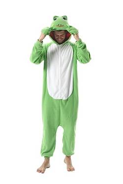 CuteOn Erwachsene Tier Jumpsuits Partei Pyjamas Dame Halloween Onesie Cartoon Performance Kostüme Pyjama Herren Loungewear-Frosch-L von CuteOn