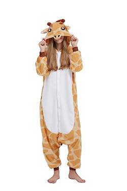 CuteOn Erwachsene Tier Jumpsuits Partei Pyjamas Dame Halloween Onesie Cartoon Performance Kostüme Pyjama Herren Loungewear-Giraffe-XL von CuteOn