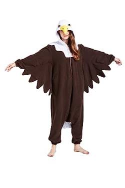 CuteOn Jumpsuit Tier Karneval Kostüm Partei Sleepsuit Cosplay Pyjamas Karikatur Onesie Damen Schlafanzug Erwachsene Unisex Nachtwäsche-Adler-M von CuteOn