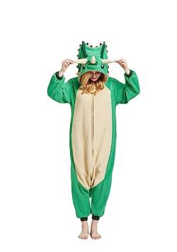 CuteOn Jumpsuit Tier Karneval Kostüm Partei Sleepsuit Cosplay Pyjamas Karikatur Onesie Damen Schlafanzug Erwachsene Unisex Nachtwäsche-Dinosaurier-M von CuteOn