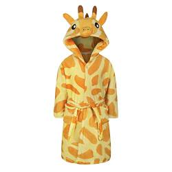 CuteOn Junge Mädchen Morgenmantel aus Flanell mit Kapuze Plüsch Kuscheliger Bademantel Giraffe S von CuteOn