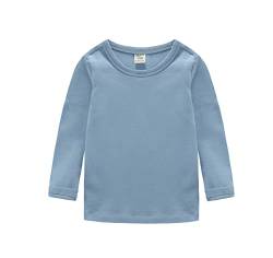 CuteOn Kinder Jungen Mädchen Langarm Baumwoll T-Shirt Hellblau 130/6T von CuteOn