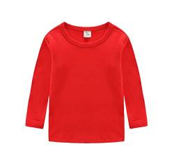 CuteOn Kinder Jungen Mädchen Langarm Baumwoll T-Shirt Rot 120/5T von CuteOn
