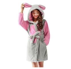 CuteOn Unisex Ehepaar Damen Herren Karikatur Tier Coral Fleece Mit Kapuze Wickeln Morgenmantel Nachtwäsche Bademantel Cosplay Maus Medium von CuteOn