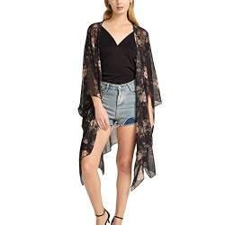 Damen Kimono Cardigan aus Chiffon, Blumendruck, locker, lässig, lang, Boho, durchscheinend, #Hortensie, One size von CuteSwan