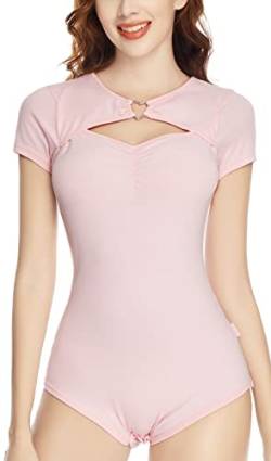 CutiePlusU Baumwolle Knopf im Schritt Bodysuit Onesie Schlafanzug - Sweetheart Party Rosa M von CutiePlusU