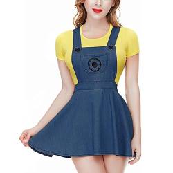 CutiePlusU Button Crotch Onesie Erwachsene Strampler Bodysuit Kostüm- Despicable Denim Overalls Rock Set M von CutiePlusU