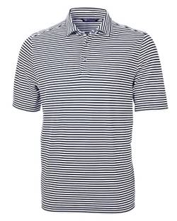 Cutter & Buck Herren Short Sleeve Virtue Eco Pique Stripe Recycled Polo Shirt Polohemd, Marineblau, 3X-Groß von Cutter & Buck