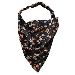Tennisschläger Hüllen Blumenhaarbandanas Kopftuch Frauen Bandana Print Haarschal Dreieck Haartuch mit Krawatten Kopftuch Damen Kleidung Günstig (H, One Size) von Cuwtheugwg