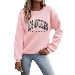 Cvanxluy Damen Pullover Ohne Kapuze Langarm Druck Sweatshirt Frauen Herbst Winter Basic Locker Pullover Damen Sport Oversize Casual Streetwear Farbblock Angebote des Tages Heute Kleidung von Cvanxluy