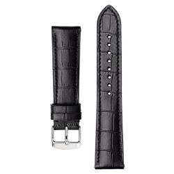 14-22mm Uhrenarmband Leder Klassik Ersatzband für Männer Frauen Black-Black Line, 14mm von Cycat