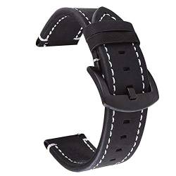 18-22mm Double Sided Lederband Schwarz Braun für Männer Frauen Quick Release Band Schwarz, 22mm von Cycat