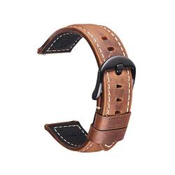 Crazy Horse Haut 20-24Mm Lederarmband Quick Release Armband Uhr Zubehör Dunkelbraun (Schwarz), 22mm von Cycat