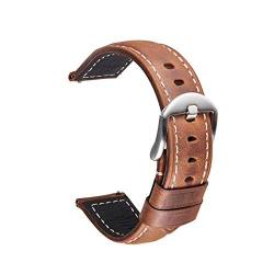 Crazy Horse Haut 20-24Mm Lederarmband Quick Release Armband Uhr Zubehör Dunkelbraun (Silber), 24mm von Cycat