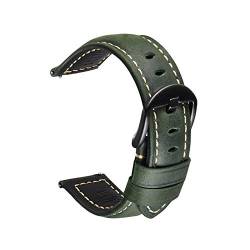 Crazy Horse Haut 20-24Mm Lederarmband Quick Release Armband Uhr Zubehör Grün Schwarz, 20mm von Cycat