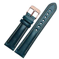 Klassische Plain Weave Uhrenarmband-Bügel 18-22mm Lederband Blaue Rose Gold, 20mm von Cycat