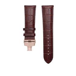 Leder-Armband-22/23/24/26/28mm Faltschließe Uhrenarmband Braun Braun Rosegold, 21mm von Cycat