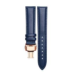 Leder-Armband-Frauen Armband 14/16/18/20mm Lederarmband mit Faltschließe Dark Blue Rose, 16mm von Cycat
