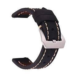 Leder Uhrenarmbänder mit Edelstahl-Wölbung 20-24Mm Männer Frauen Uhren Zubehör Schwarz, 20mm von Cycat