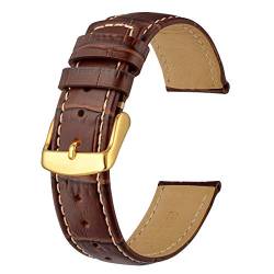 Lederarmband 18-22mm Geschäfts-Leder-Uhrenarmband für Mann-Frauen Brown-Beige-Linie, 20mm von Cycat