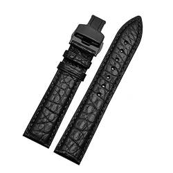 Lederband 12/13/14/15/16/17/18/19/20/21/22/23/24mm Straps mit Faltschließe Schwarz Schwarz, 19mm von Cycat