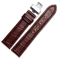 Lederband 12-24mm mit Schmetterlings-Haken-Bands-Armband für Männer Straps Braun, 12mm von Cycat