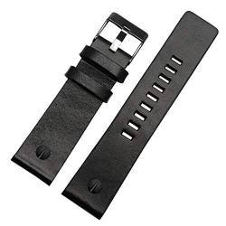 Lederband 22/24/26/28/30Mm Uhrenarmband mit Nieten Schwarz Schwarz Buckle, 26mm von Cycat