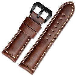 Lederband 22-26mm Uhrenarmband Herrenuhr Band-Öl-Wachs-Ledergürtel L Braun Schwarz, 24mm von Cycat