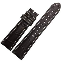 Lederband 22mm Double Head Schicht Armband mit Edelstahl-Schnalle Dark Brown White, 22mm Gold-Bucle von Cycat