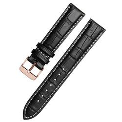 Lederband Straps 12-24mm-Uhr-Armband Armband Schwarz-weiße Rose Gold, 23mm von Cycat