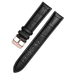 Lederband Straps 12-24mm-Uhr-Armband Armband Schwarze Rose Gold, 15mm von Cycat