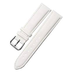 Lederband für Damen Armband Armband 14-20mm Ersatzband Weiß, 16mm von Cycat