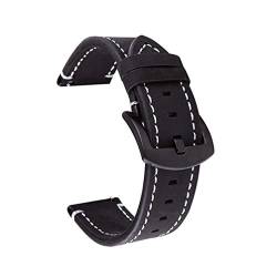 Quick Release Uhrenarmband Leder für Männer 18mm/20mm/22mm Lederarmband Schwarz, 18mm von Cycat