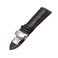 Uhrenarmband Leder 12-24mm Schmetterling Buckle Wrist Armband Schwarz, 15mm von Cycat