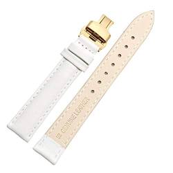 Uhrenarmband Leder 14/16/18/20mm Uhrenarmband mit Butterflyschließe White Gold Buckle, 20mm von Cycat