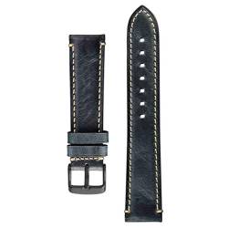 Uhrenarmband Leder 18/20/22/24mm Geschäfts-Uhrenarmband für Männer Ersatzarmband Dunkelblau, 24mm von Cycat