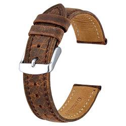 Uhrenarmband Leder 18-22mm Mens Vintage Leder Ersatz Stitching-Armband-Uhrenarmband Braun, 20mm von Cycat