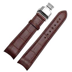 Uhrenarmband Leder Curve End Uhrenarmband Ersatzband Brown Silver Buckle, 20mm von Cycat