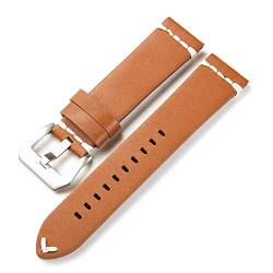 Vintage Leder Uhrenarmbänder Strap 18-24Mm Männer Frauen Lederband Uhren Zubehör Brown (Silber), 22mm von Cycat