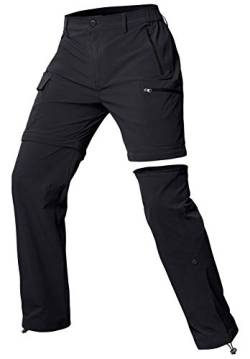 Cycorld Damen-Wanderhose-Zip-Off-Trekkinghose, Atmungsaktiv Wanderhose Damen Schnell Stretch Trekkinghose Abnehmbar Zip Off Outdoorhose Sommer Hiking Pants Funktionshose (Schwarz, XS) von Cycorld