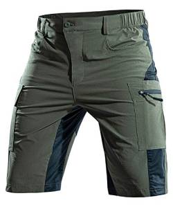 Cycorld Kurze-Hosen-Herren,Wanderhose MTB Hose Herren Kurz Atmungsaktiv Schnelltrocknende Bermuda Cargo Shorts Arbeitshosen Männer Kurz Radhose Fahrradhose Mountainbike(Grün,S) von Cycorld