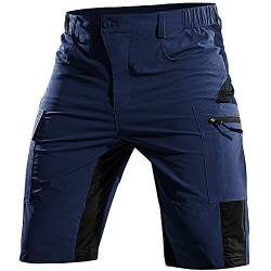 Cycorld Kurze-Hosen-Herren,Wanderhose MTB Hose Herren Kurz Atmungsaktiv Schnelltrocknende Bermuda Cargo Shorts Arbeitshosen Männer Kurz Radhose Fahrradhose Mountainbike(Navy,M) von Cycorld