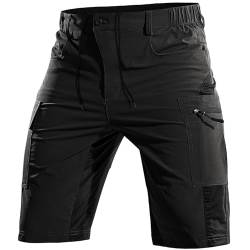 Cycorld Kurze-Hosen-Herren,Wanderhose MTB Hose Herren Kurz Atmungsaktiv Schnelltrocknende Bermuda Cargo Shorts Arbeitshosen Männer Kurz Radhose Fahrradhose Mountainbike(Schwarz,3XL) von Cycorld