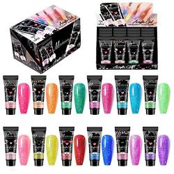 Cycullinyt Poly Nagelverlängerung Gel Kit, 12Pcs Glitter Nail Extension Nail Kit, Professionelle Poly Gel Extension Nail Kit für Salon zu Hause von Cycullinyt