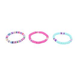 Cyllde 3er Pack I Set Bunte Armbänder Summer Beach Charming Stretch Armband 6cm (Blau Bunt Pink) von Cyllde