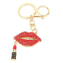 Verleihen Sie Ihrem Rucksack Einen Funkelnden Touch Mit Kiss Lips-Schlüsselanhängern Für Mädchen – Lippenstift-Schlüsselanhänger-Zubehör in Rot von Cyllde