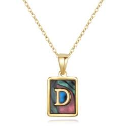 CyxenNova Kette Herren Halskette Herren Gold, Buchstaben Kette A-Z, Königskette Plattenkette Edelstahl Männer, Schmuck für Damen Geschenke (D, Perlmutt) von CyxenNova