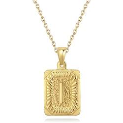 CyxenNova Kette Herren Halskette Herren Gold, Buchstaben Kette A-Z, Königskette Plattenkette Edelstahl Männer, Schmuck für Damen Geschenke (I, Gold) von CyxenNova