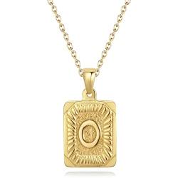 CyxenNova Kette Herren Halskette Herren Gold, Buchstaben Kette A-Z, Königskette Plattenkette Edelstahl Männer, Schmuck für Damen Geschenke (O, Gold) von CyxenNova